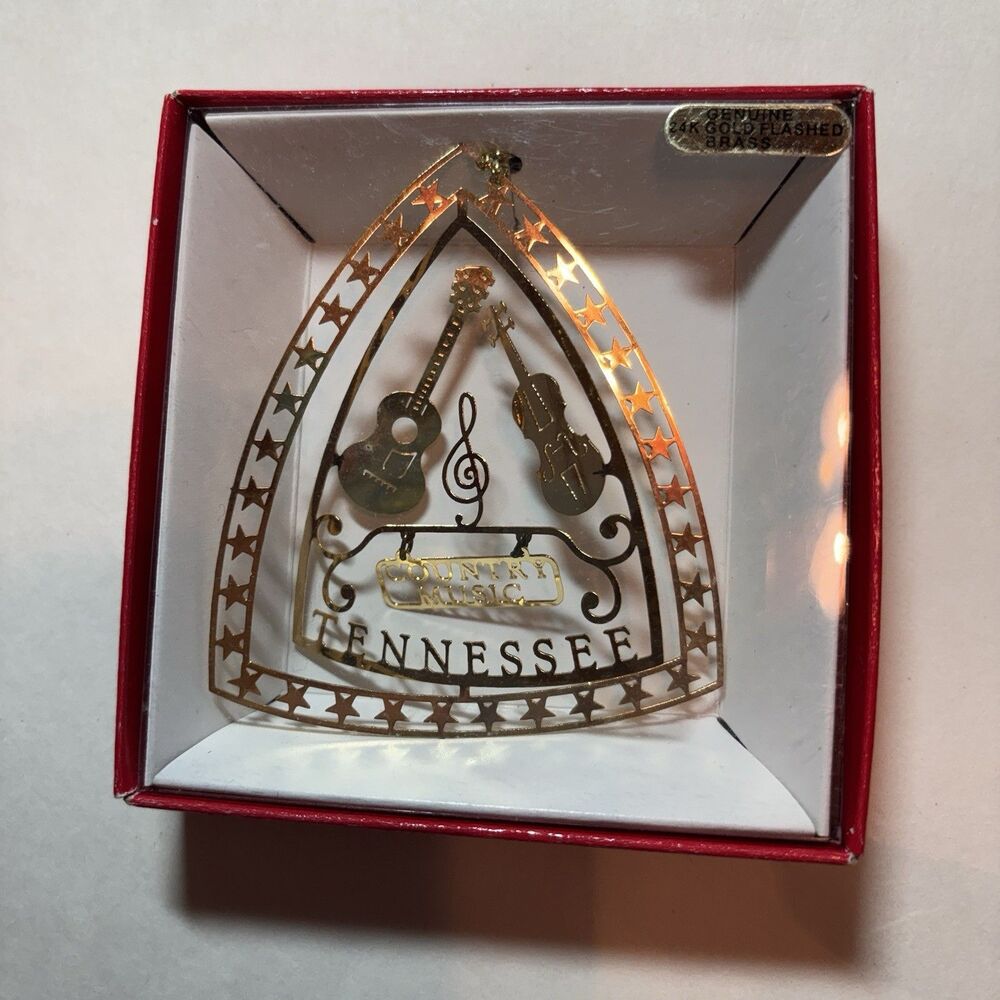 Tennessee 24K Gold Flashed Brass Christmas Cut Out Ornament Nation's Treasures